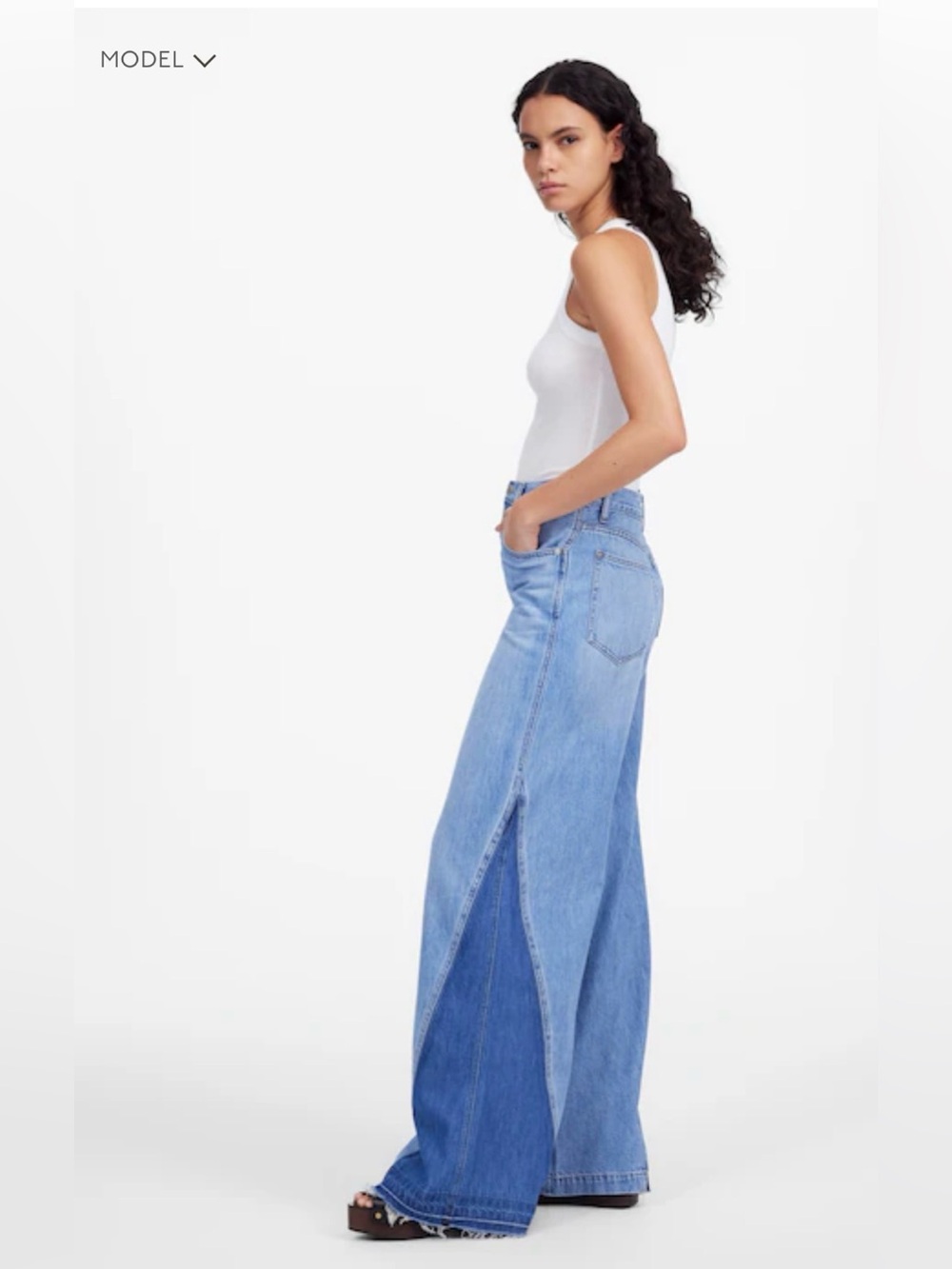 Madewell New!!! Two-Tone Light Blue Split-Waist Wide-Leg Jeans